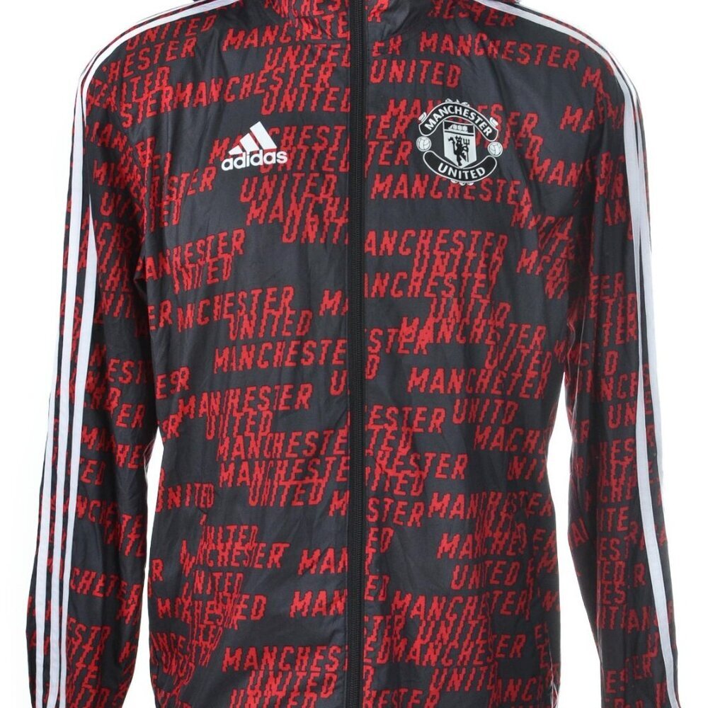 Adidas Manchester United Nylon Glanz Anthem Jacket Red Black Mens Size L